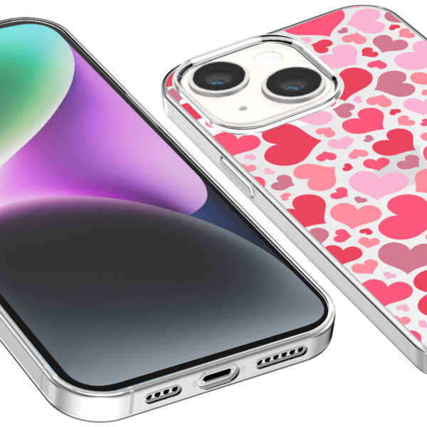 iPhone 14 transparant telefoonhoesje met hartjes opdruk (3)