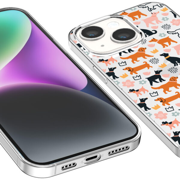 iPhone 14 transparant telefoonhoesje met honden opdruk (3)