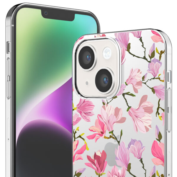 iPhone 14 transparant telefoonhoesje met orchidee bloemen opdruk (2)