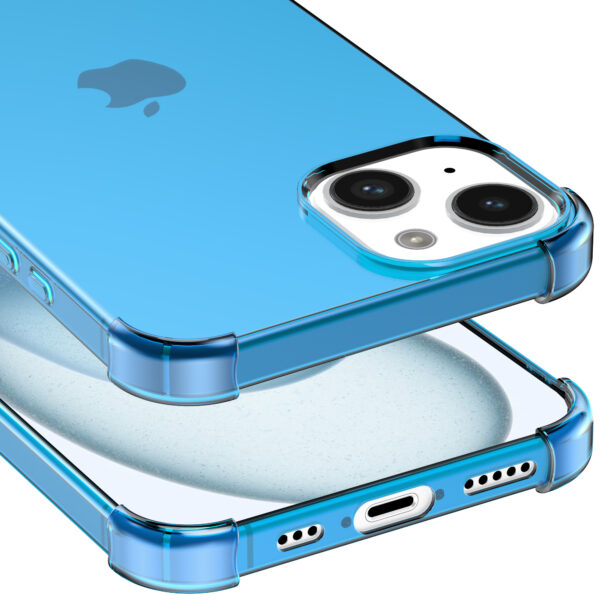 iPhone 15 Plus siliconen telefoonhoesje met stootrand transparant blauw (5)