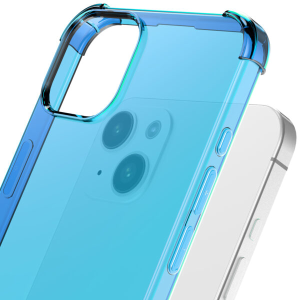 iPhone 15 Plus siliconen telefoonhoesje met stootrand transparant blauw (6)
