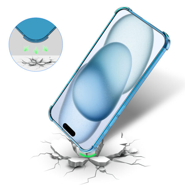 iPhone 15 Plus siliconen telefoonhoesje met stootrand transparant blauw (7)