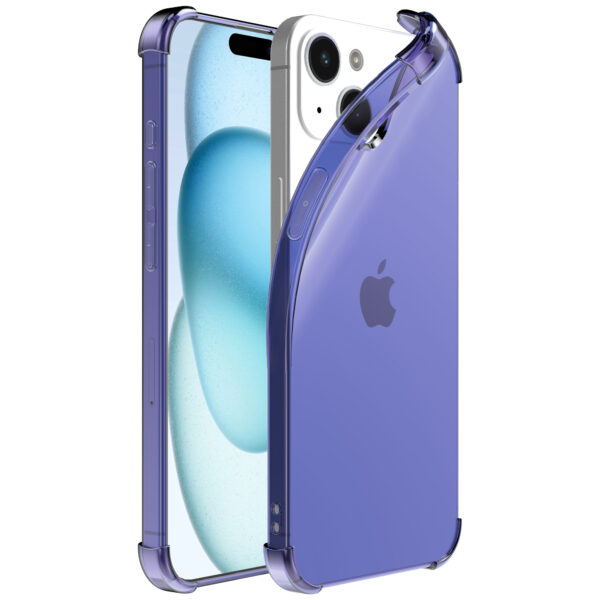 iPhone 15 Plus siliconen telefoonhoesje met stootrand transparant donker blauw (1)