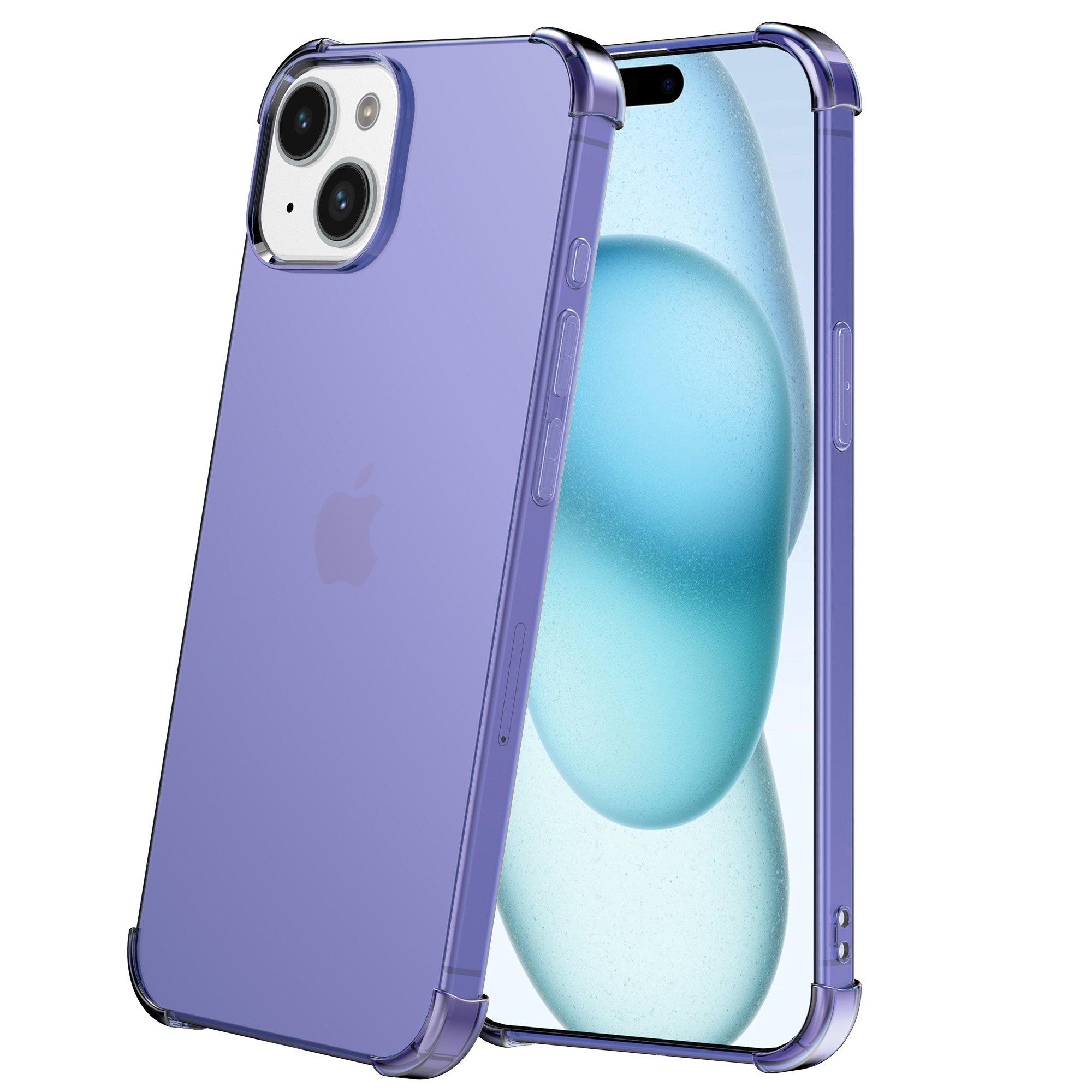 iPhone 15 Plus siliconen telefoonhoesje met stootrand transparant donker blauw (2)