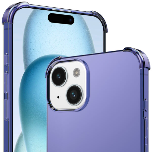 iPhone 15 Plus siliconen telefoonhoesje met stootrand transparant donker blauw (3)