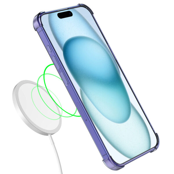 iPhone 15 Plus siliconen telefoonhoesje met stootrand transparant donker blauw (4)