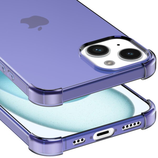 iPhone 15 Plus siliconen telefoonhoesje met stootrand transparant donker blauw (5)
