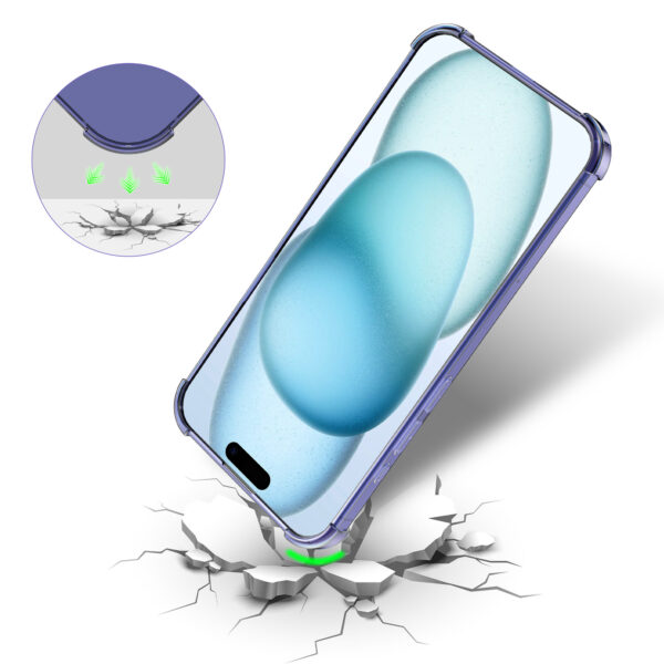 iPhone 15 Plus siliconen telefoonhoesje met stootrand transparant donker blauw (7)