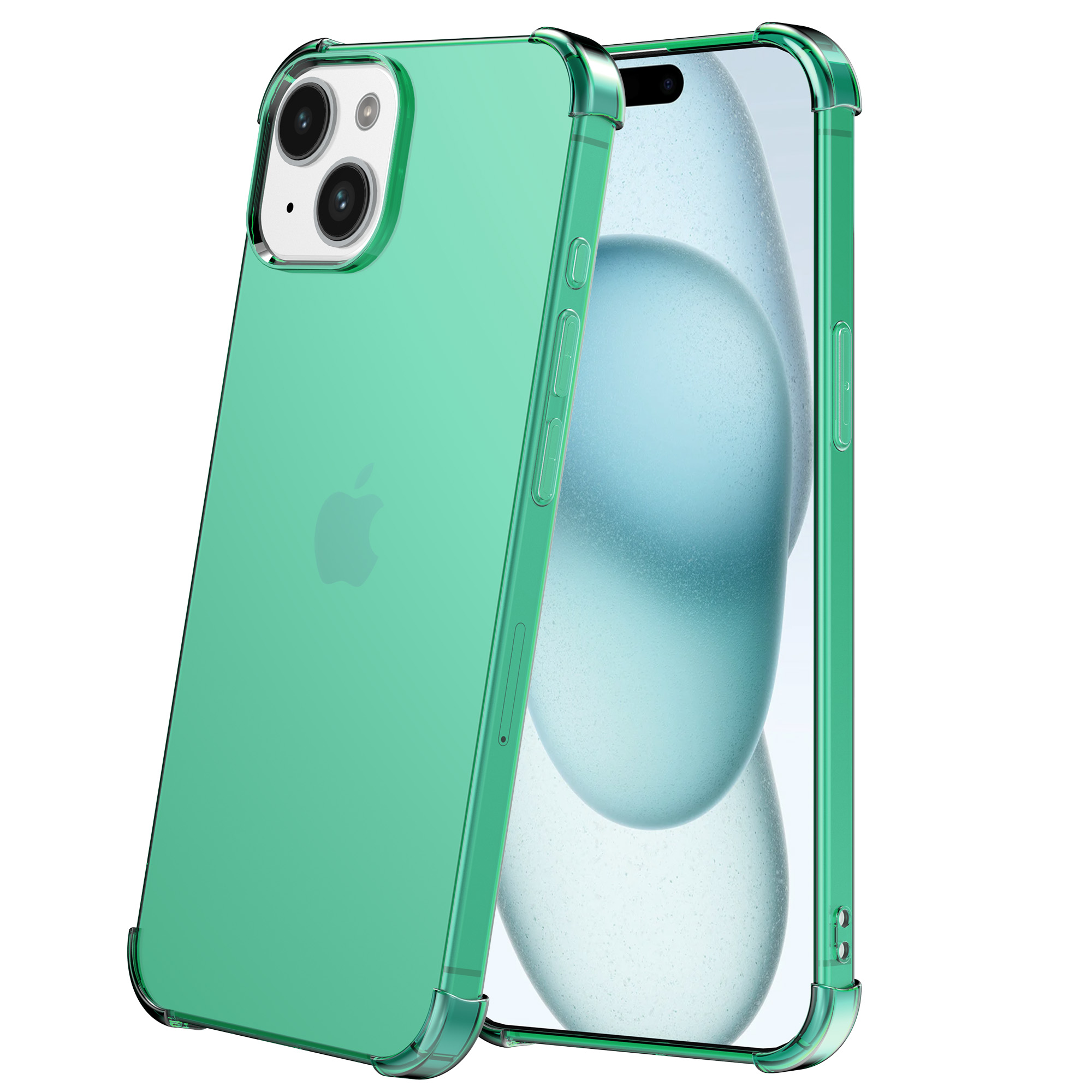 iPhone 15 Plus siliconen telefoonhoesje met stootrand transparant groen (2)