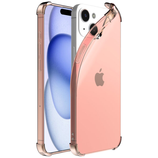 iPhone 15 Plus siliconen telefoonhoesje met stootrand transparant lichtroze (1)
