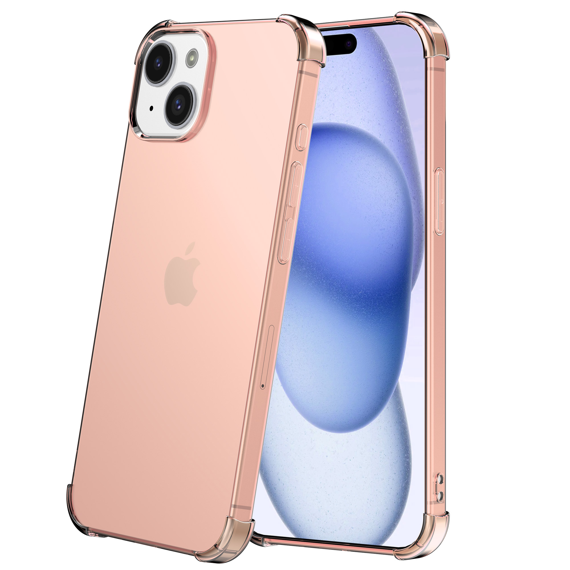 iPhone 15 Plus siliconen telefoonhoesje met stootrand transparant lichtroze (2)