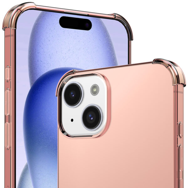 iPhone 15 Plus siliconen telefoonhoesje met stootrand transparant lichtroze (3)