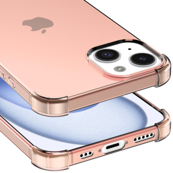 iPhone 15 Plus siliconen telefoonhoesje met stootrand transparant lichtroze (5)