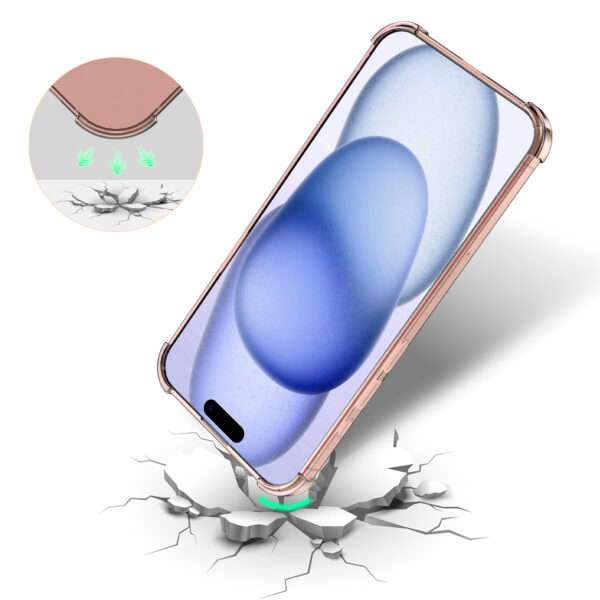 iPhone 15 Plus siliconen telefoonhoesje met stootrand transparant lichtroze (7)