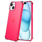 iPhone 15 Plus siliconen telefoonhoesje met stootrand transparant neon roze (2)