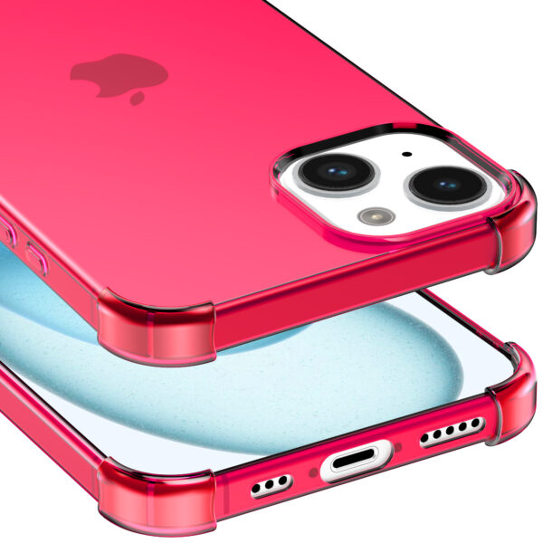 iPhone 15 Plus siliconen telefoonhoesje met stootrand transparant neon roze (5)