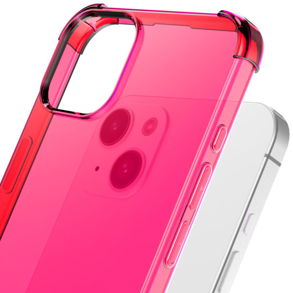 iPhone 15 Plus siliconen telefoonhoesje met stootrand transparant neon roze (6)