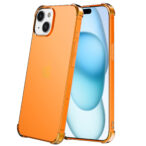 iPhone 15 Plus siliconen telefoonhoesje met stootrand transparant oranje (2)