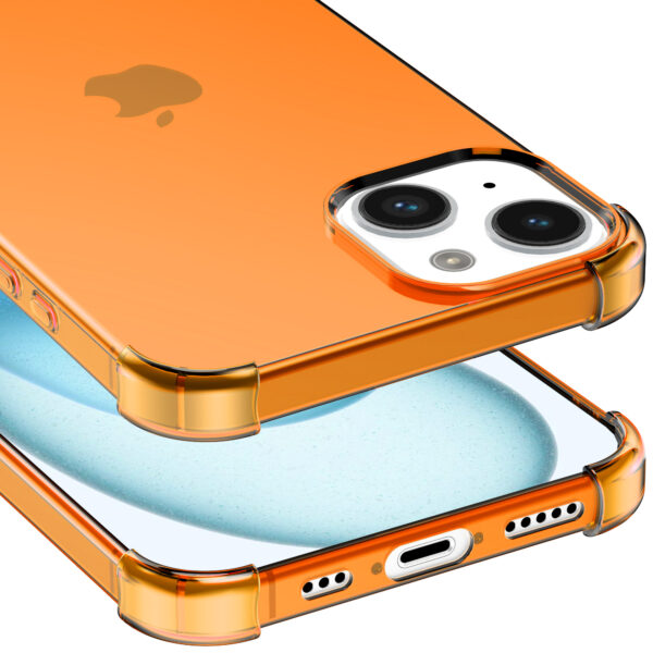 iPhone 15 Plus siliconen telefoonhoesje met stootrand transparant oranje (5)