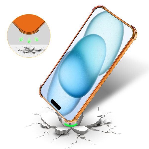 iPhone 15 Plus siliconen telefoonhoesje met stootrand transparant oranje (7)