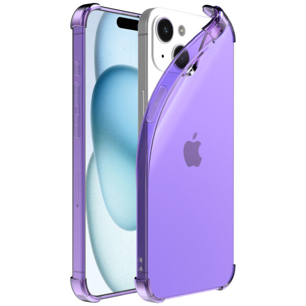 iPhone 15 Plus siliconen telefoonhoesje met stootrand transparant paars (1)