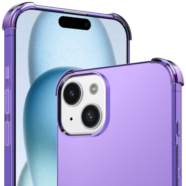 iPhone 15 Plus siliconen telefoonhoesje met stootrand transparant paars (3)