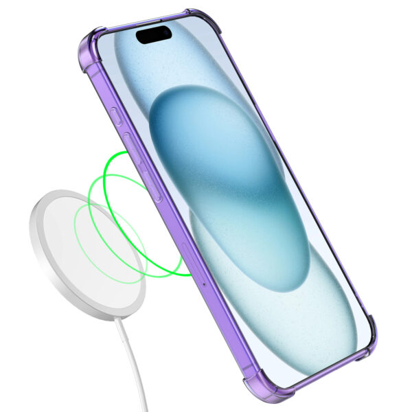 iPhone 15 Plus siliconen telefoonhoesje met stootrand transparant paars (4)
