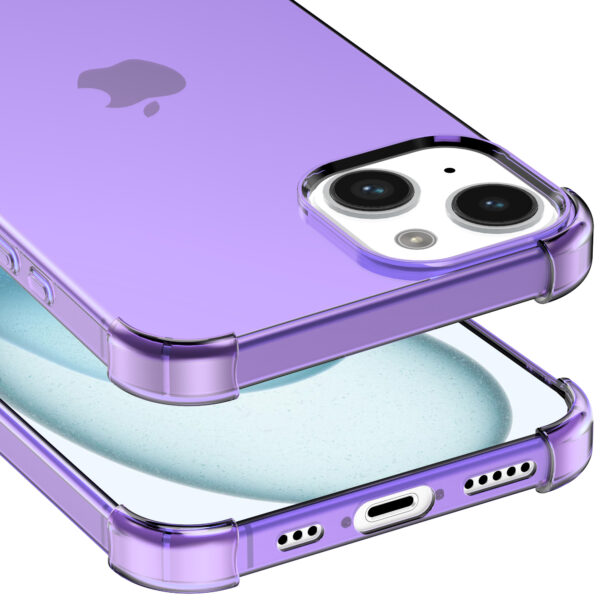 iPhone 15 Plus siliconen telefoonhoesje met stootrand transparant paars (5)
