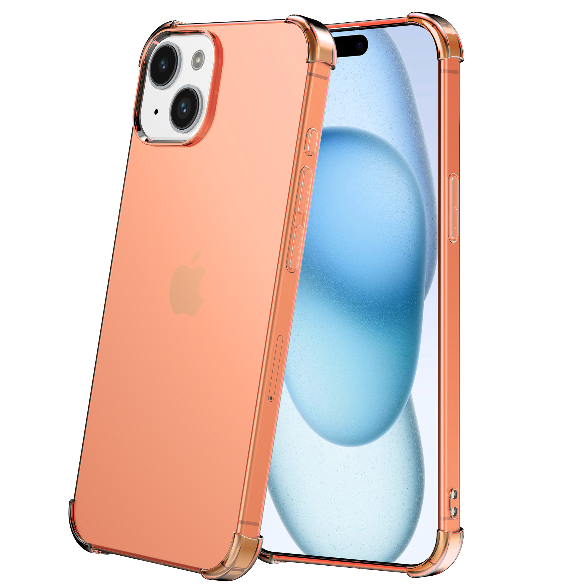 iPhone 15 Plus siliconen telefoonhoesje met stootrand transparant rood (2)