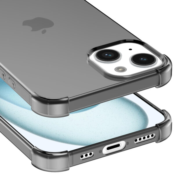 iPhone 15 Plus siliconen telefoonhoesje met stootrand transparant zwart (5)