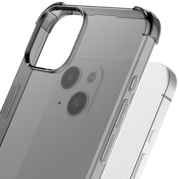 iPhone 15 Plus siliconen telefoonhoesje met stootrand transparant zwart (6)