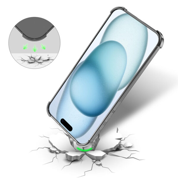 iPhone 15 Plus siliconen telefoonhoesje met stootrand transparant zwart (7)