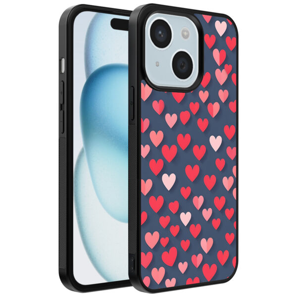 iPhone 15 Plus telefoonhoesje met hartjes opdruk klein (1)