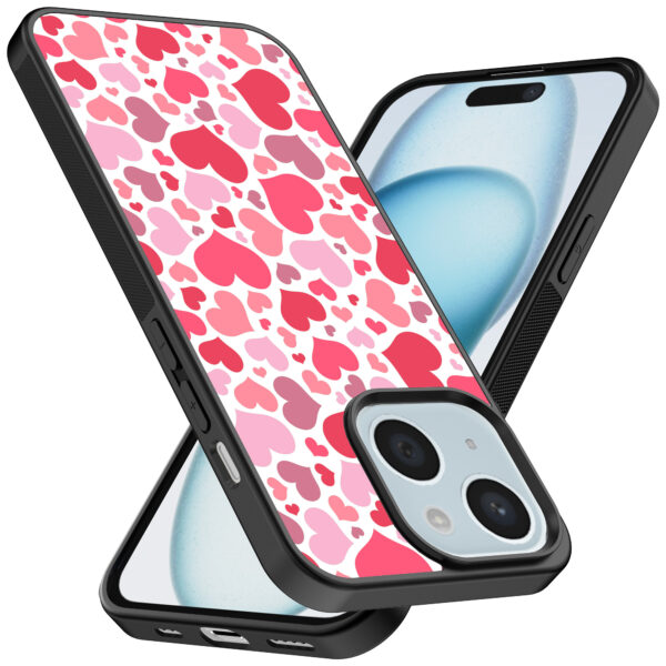 iPhone 15 Plus telefoonhoesje met hartjes opdruk transparant (2)