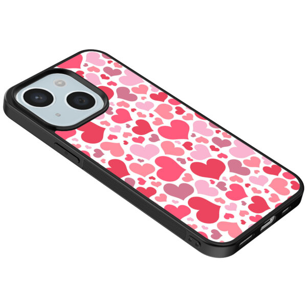 iPhone 15 Plus telefoonhoesje met hartjes opdruk transparant (5)