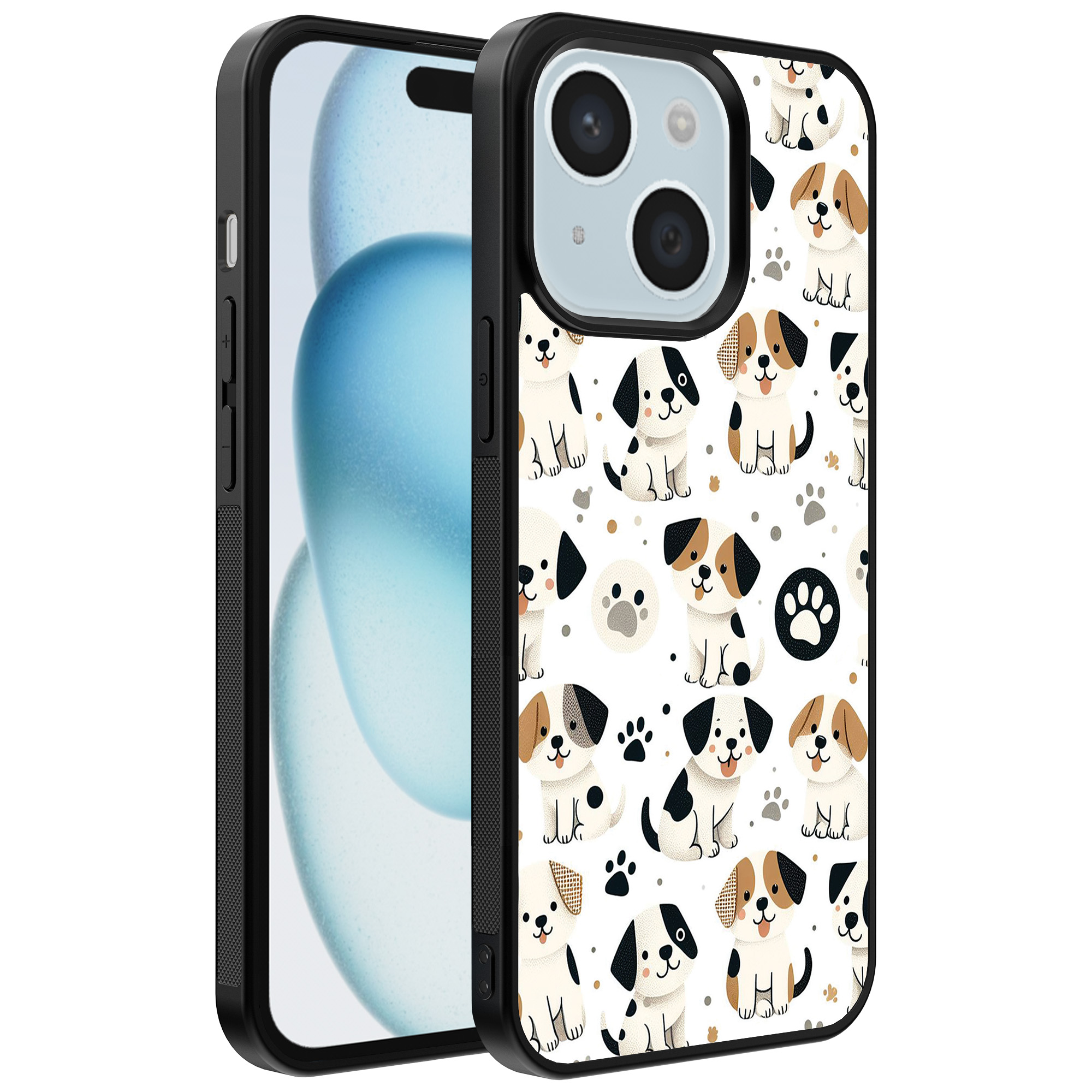 iPhone 15 Plus telefoonhoesje met honden opdruk (1)