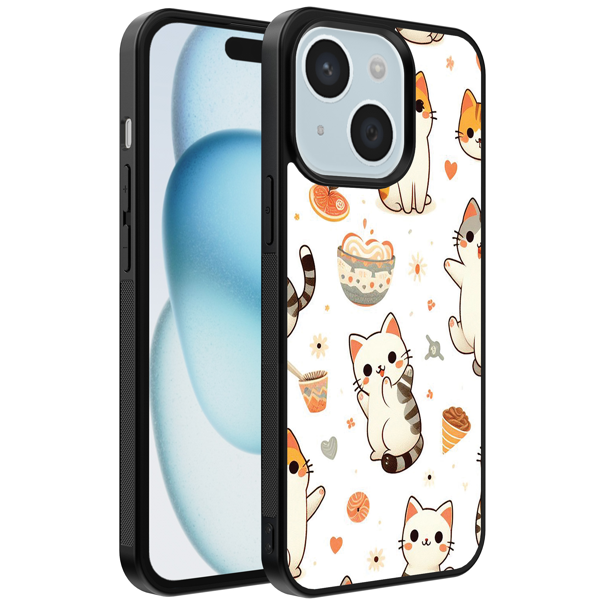 iPhone 15 Plus telefoonhoesje met katten opdruk (1)