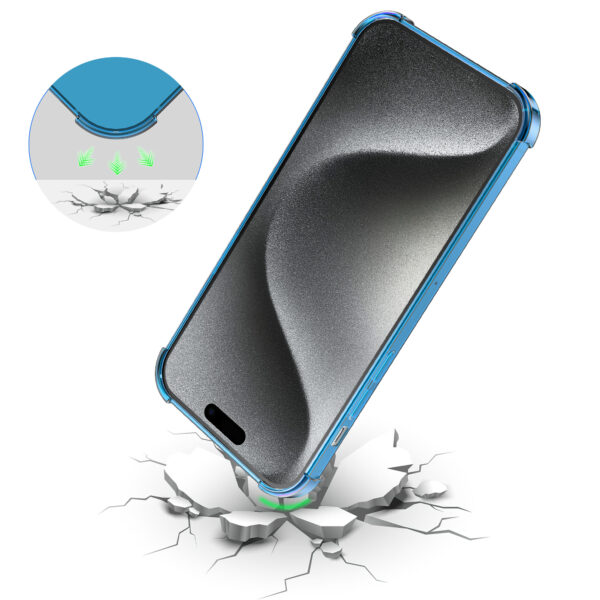iPhone 15 Pro siliconen telefoonhoesje met stootrand transparant blauw (6)