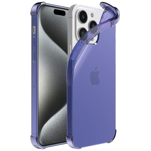 iPhone 15 Pro siliconen telefoonhoesje met stootrand transparant donker blauw (1)