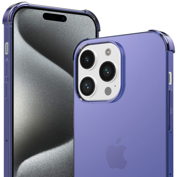 iPhone 15 Pro siliconen telefoonhoesje met stootrand transparant donker blauw (2)