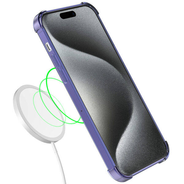 iPhone 15 Pro siliconen telefoonhoesje met stootrand transparant donker blauw (3)