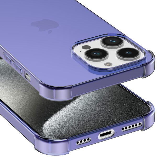 iPhone 15 Pro siliconen telefoonhoesje met stootrand transparant donker blauw (4)