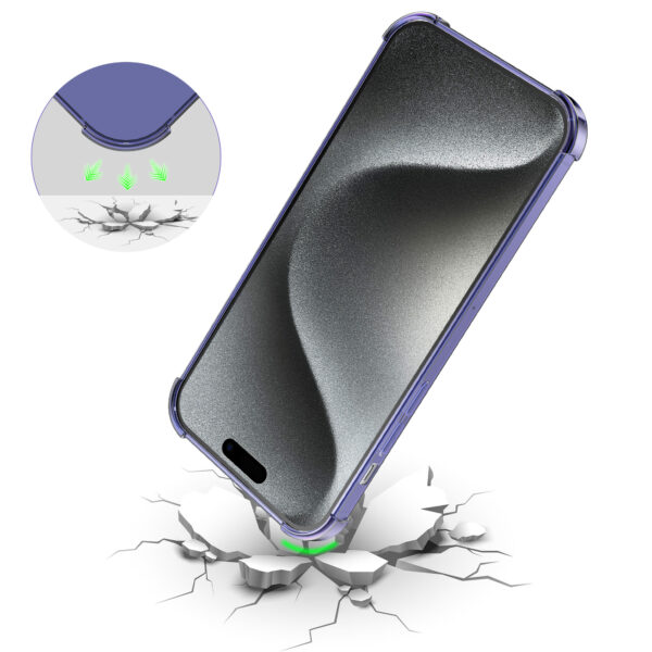 iPhone 15 Pro siliconen telefoonhoesje met stootrand transparant donker blauw (6)