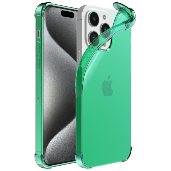 iPhone 15 Pro siliconen telefoonhoesje met stootrand transparant groen (1)