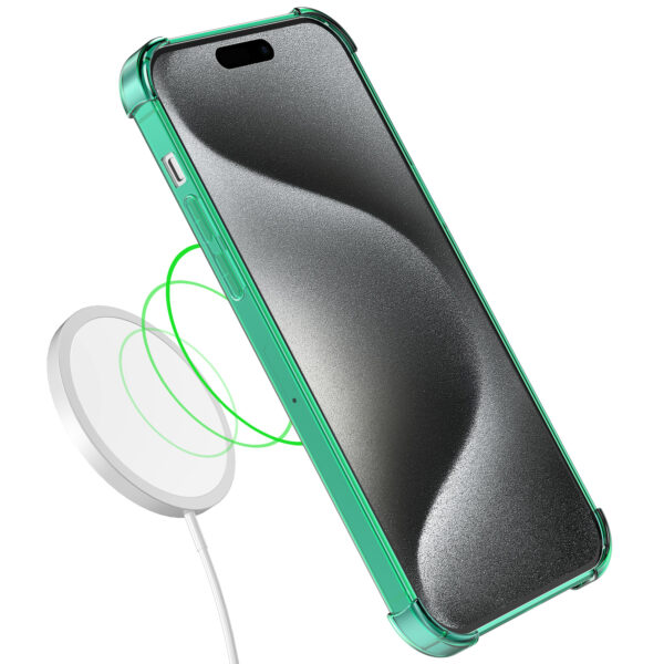 iPhone 15 Pro siliconen telefoonhoesje met stootrand transparant groen (3)