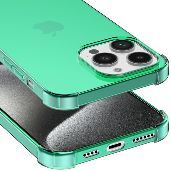 iPhone 15 Pro siliconen telefoonhoesje met stootrand transparant groen (4) - kopie