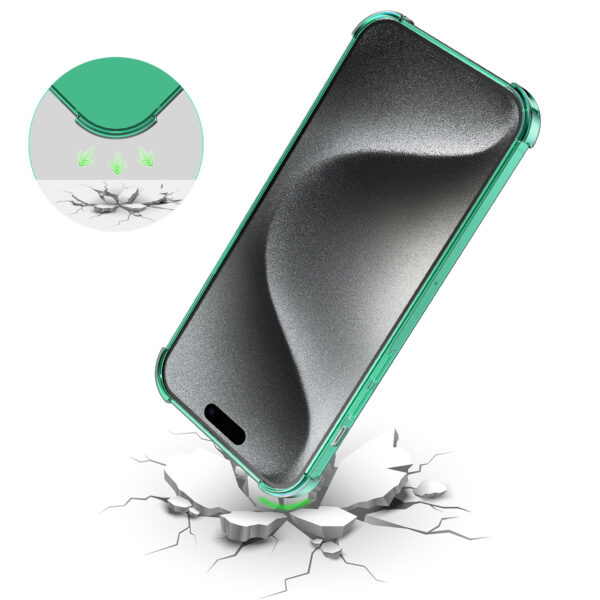 iPhone 15 Pro siliconen telefoonhoesje met stootrand transparant groen (6)
