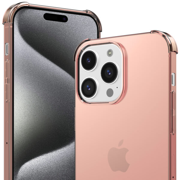 iPhone 15 Pro siliconen telefoonhoesje met stootrand transparant lichtroze (2)