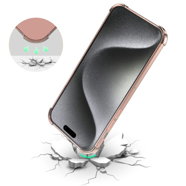 iPhone 15 Pro siliconen telefoonhoesje met stootrand transparant lichtroze (6) - kopie