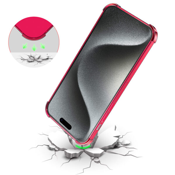 iPhone 15 Pro siliconen telefoonhoesje met stootrand transparant neon roze (6)